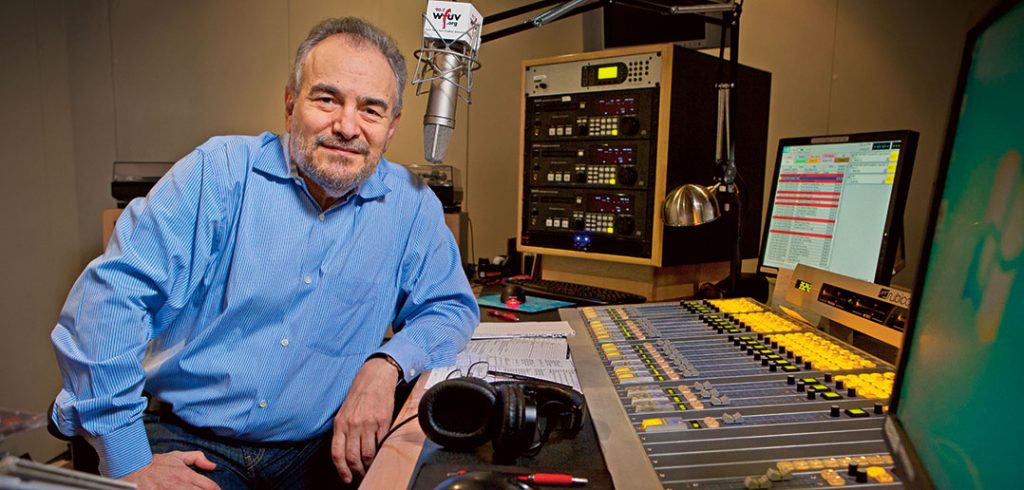 Fordham graduate Pete Fornatale in the studio at WFUV, 2012