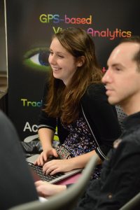 Sophomore Catherine Gallagher is an Android development assistant in the WISDM Lab. (Photo by Joanna Mercuri)