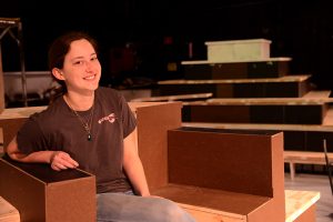 Set designer Jessie Bonaventure takes the throne. 