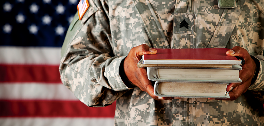 veteran with books