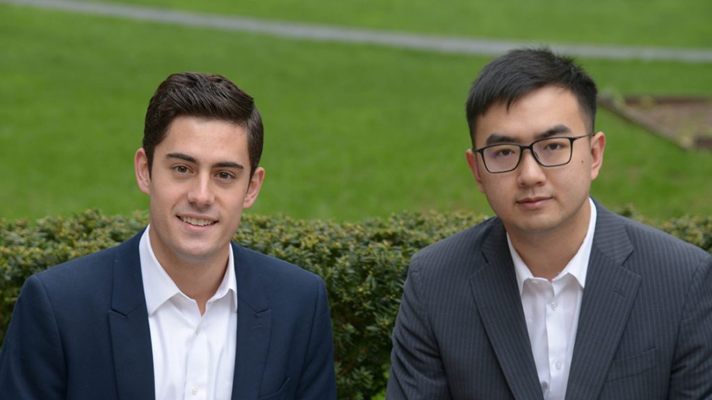 (L-R) Joe Halpin, GABELLI ’17 and Tongqing Zhang, GABELLI ’17.