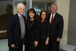 (L-R) Mario Gabelli, GSB ’65; Regina Pitaro, FCRH ’76; Donna Rapaccioli, Ph.D., dean of the Gabelli School of Business; and Brian C. Rogers, non-executive chairman of T. Rowe Price. 