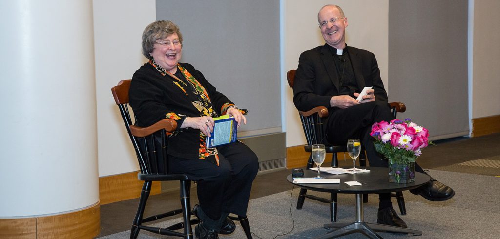 Elizabeth Johnson and James Martin at the Lincoln Center campus