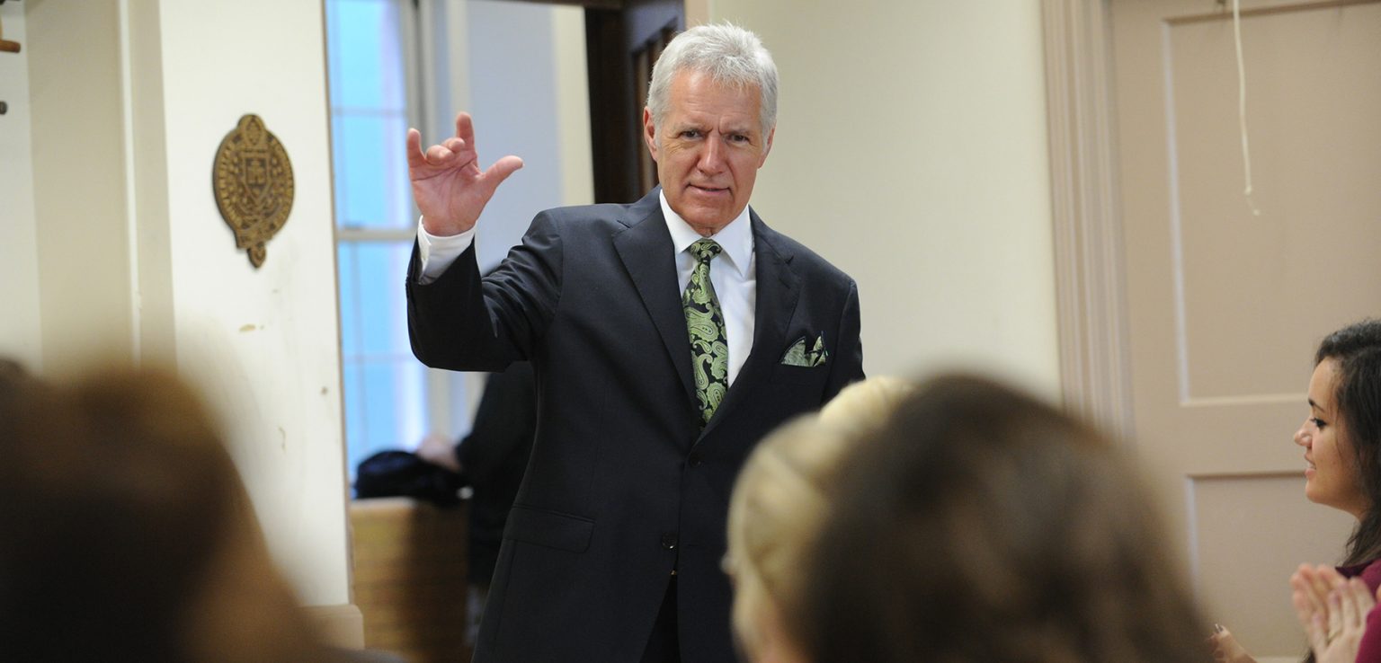 Alex Trebek in classroom