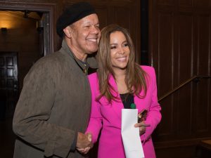 Sunny Hostin shakes hands with a guest.