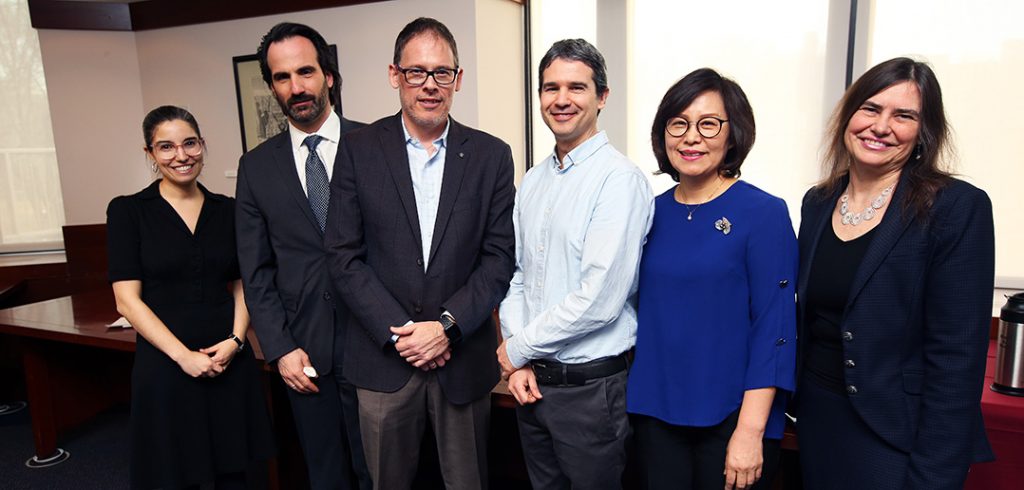 Sarit Kattan Gribetz, Aristotle Papanikolaou, George Demacopoulos, Steven Franks, Su-Je Cho and Janna Heyman pose for a picture