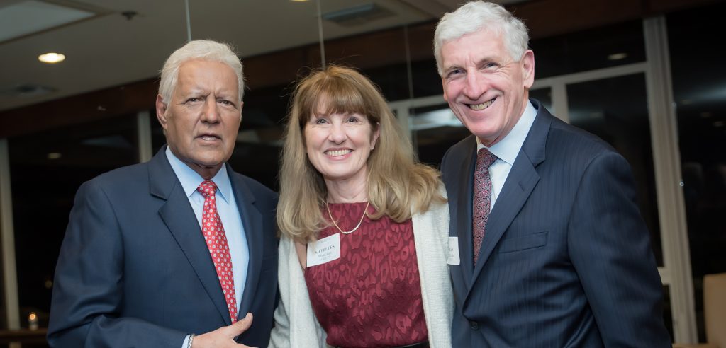 Alex Trebek with Kathleen MacLean, FCRH '75 and Trustee Brian MacLean, FCRH '75