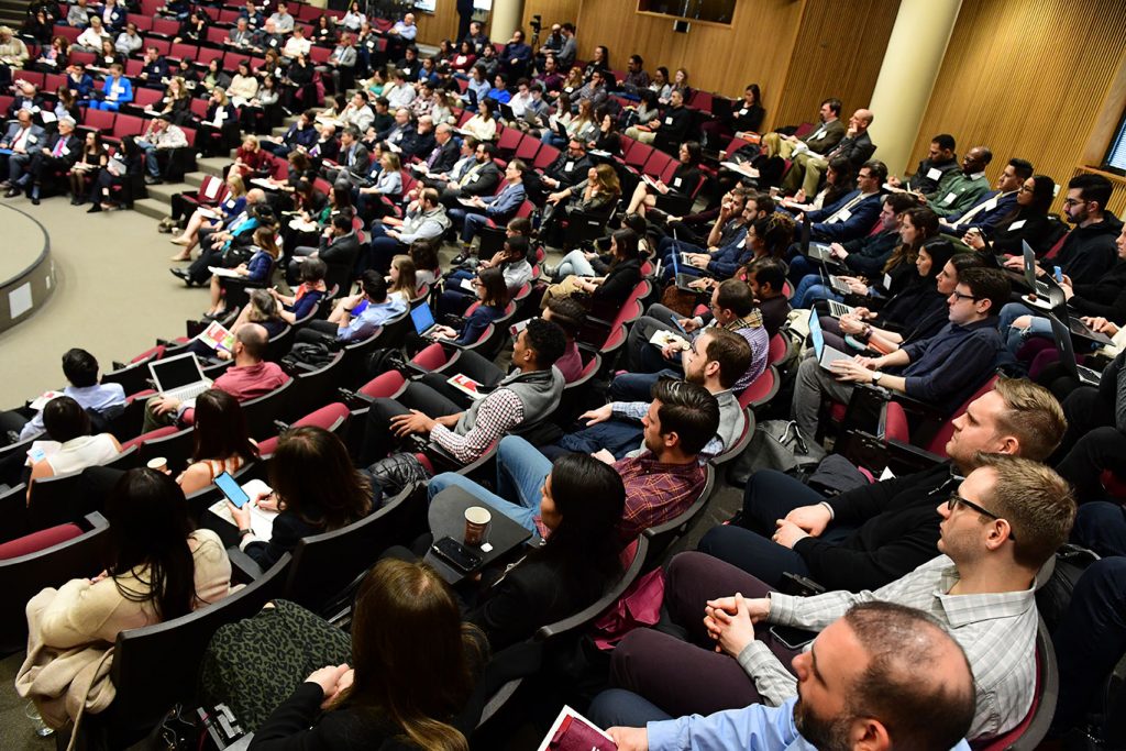 group of students seated in McNally Ampitheatre