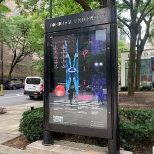 Sign announcing Fordham's new Main Stage theater season