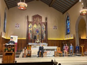 Archbishop Elpidophoros at the pulpit at the University Church