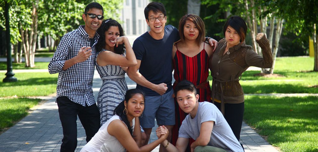 Seven students from Kundiman pose together in a group photo