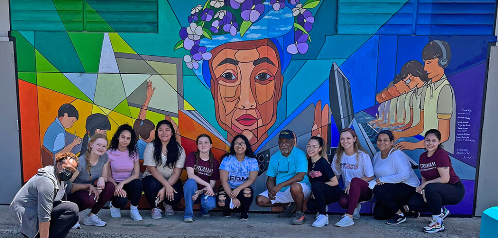 Students painted a mural during a Global Outreach trip to Puerto Rico