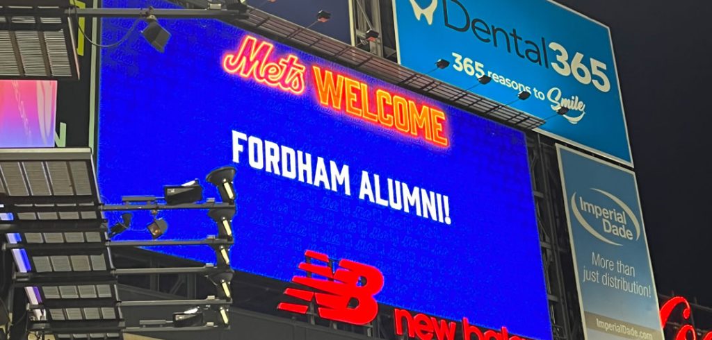 Fordham Alumni on a Mets Video Board