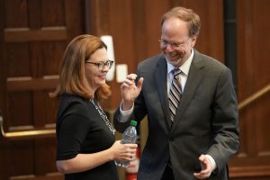 Tania Tetlow standing next to Dennis Jacobs