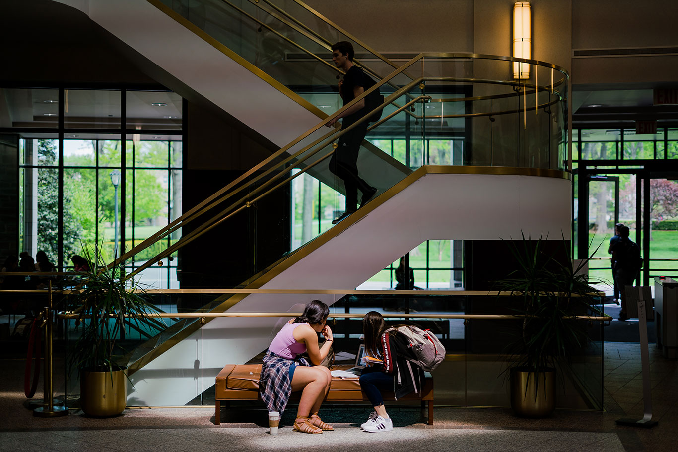 students on stairs and sitting