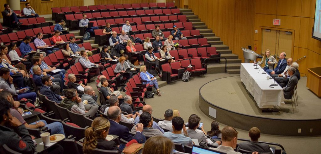 A view of people seated in an amitheatre