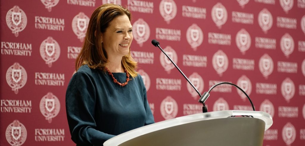 Tania Tetlow speaks at a podium.