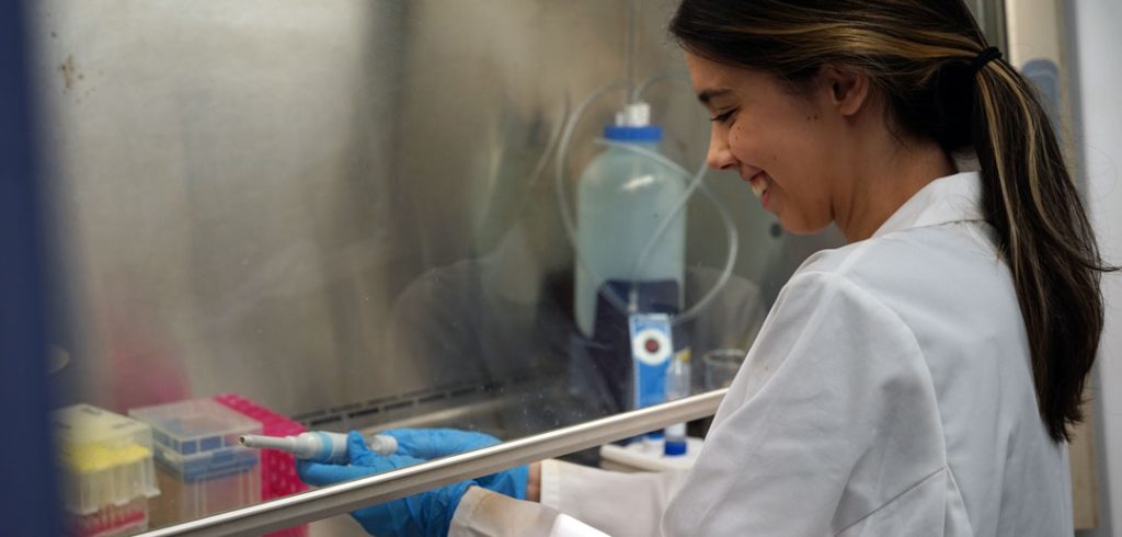 A student works in the lab