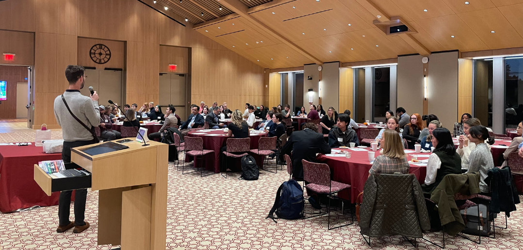 A career networking event in the Great Hall.