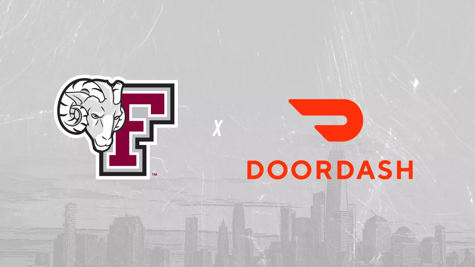 Fordham logo (left) and DoorDash logo (right)