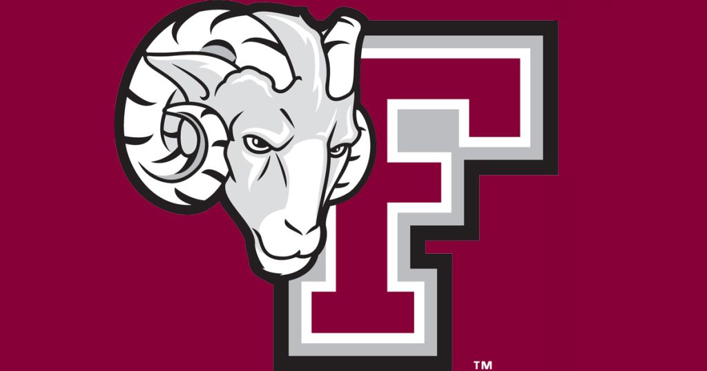 This is the Athletics Logo for Fordham University: a stylized Ram's head and block letter F.