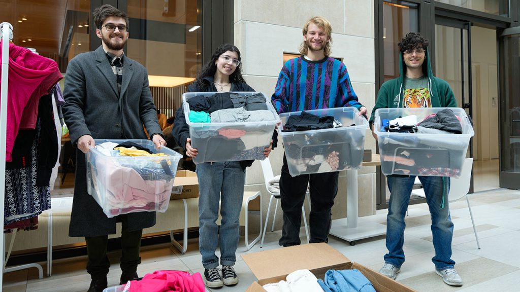 Fordham students participate in a clothing drive in 2023.